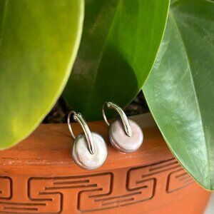 Black Pearl & 925 Silver Earrings